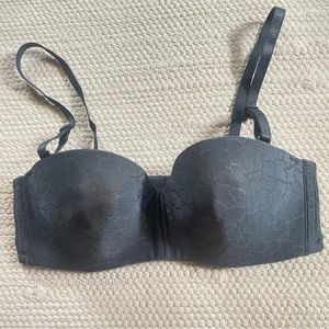 Wing Japan Blue Underwire Satin Padded Push Up Bra Bralette Removable Strap 32B